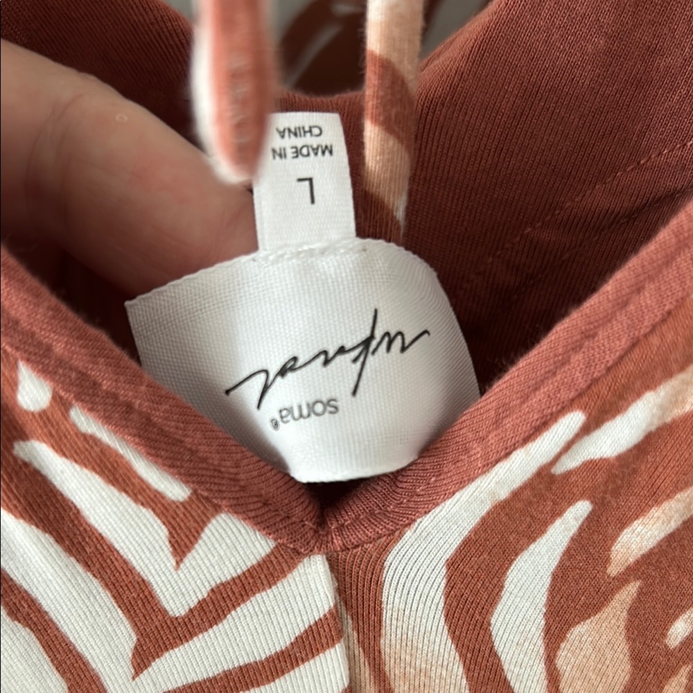 Soma EUC burnt apricot and white shelf bra soma cool fabric knit rayon dress - Picture 4 of 5